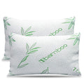 2 Pack Queen Size Rayon Derived From Bamboo Pillow, Cooling Shredded Memory Foam Bed Pillows Sets For Back, Stomach, Side Sleepe