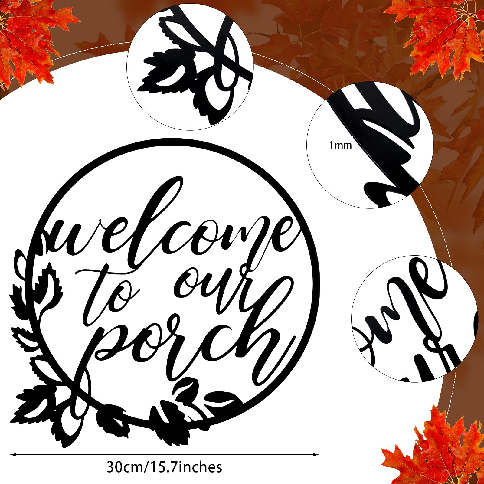 Hotop Welcome To Our Porch Metal Sign Black 11.8 Inch Wall Hanging Decor For Kitchen Farmhouse Home Office Wall Outdoor Decorati