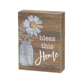 Inspirational Wood Grain Mini Block Sign, 4' (Bless This Home)