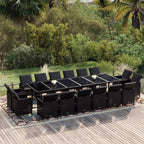 vidaXL Patio Dining Set 17 Piece with Cushions Garden Outdoor Terrace Balcony Dining Dinner Dinette Table and Chair Furniture Poly Rattan Black