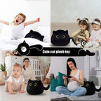 Auderhine 10' Cute Black Cat Plush Toys, Soft Cat Pillow Squishy Plushies, Cat Stuffed Animals Kawaii Plush Toys Home Decoratio