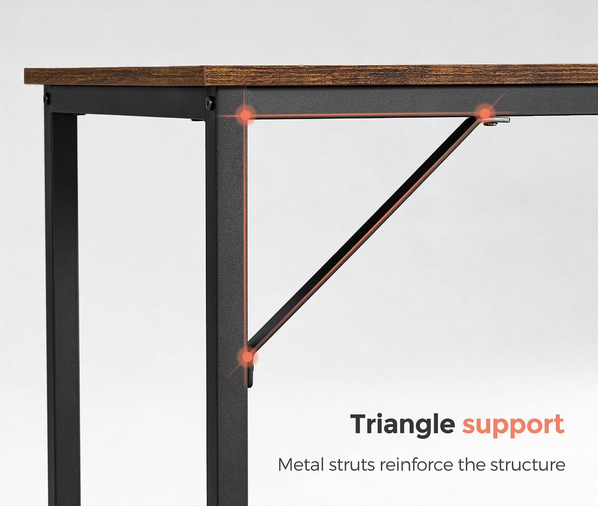 Vasagle Computer Desk, Gaming Desk, Home Office Desk, For Small Spaces, 23.6 X 47.2 X 29.5 Inches, Industrial Style, Metal Frame, Rustic Brown And Black Ulwd039B01