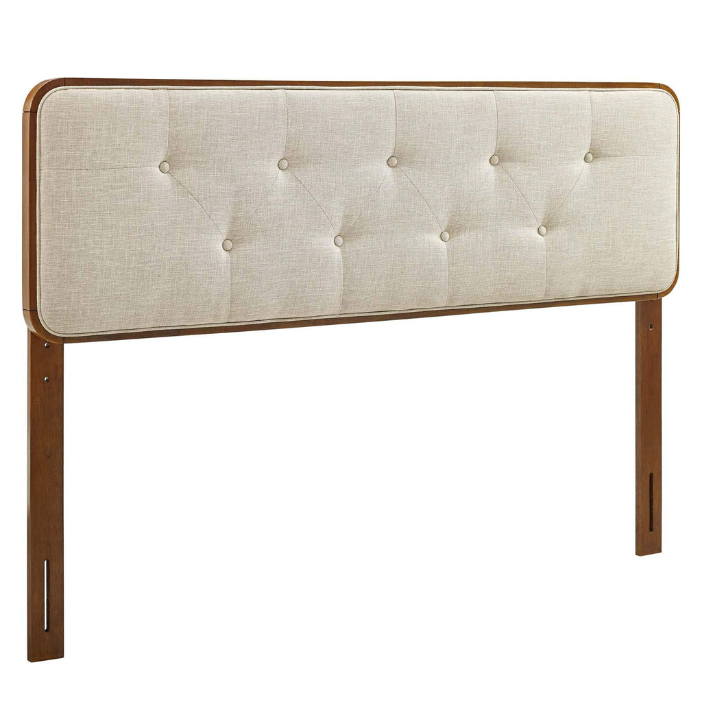 Modway Collins Tufted Twin Fabric And Wood Headboard In Walnut Beige