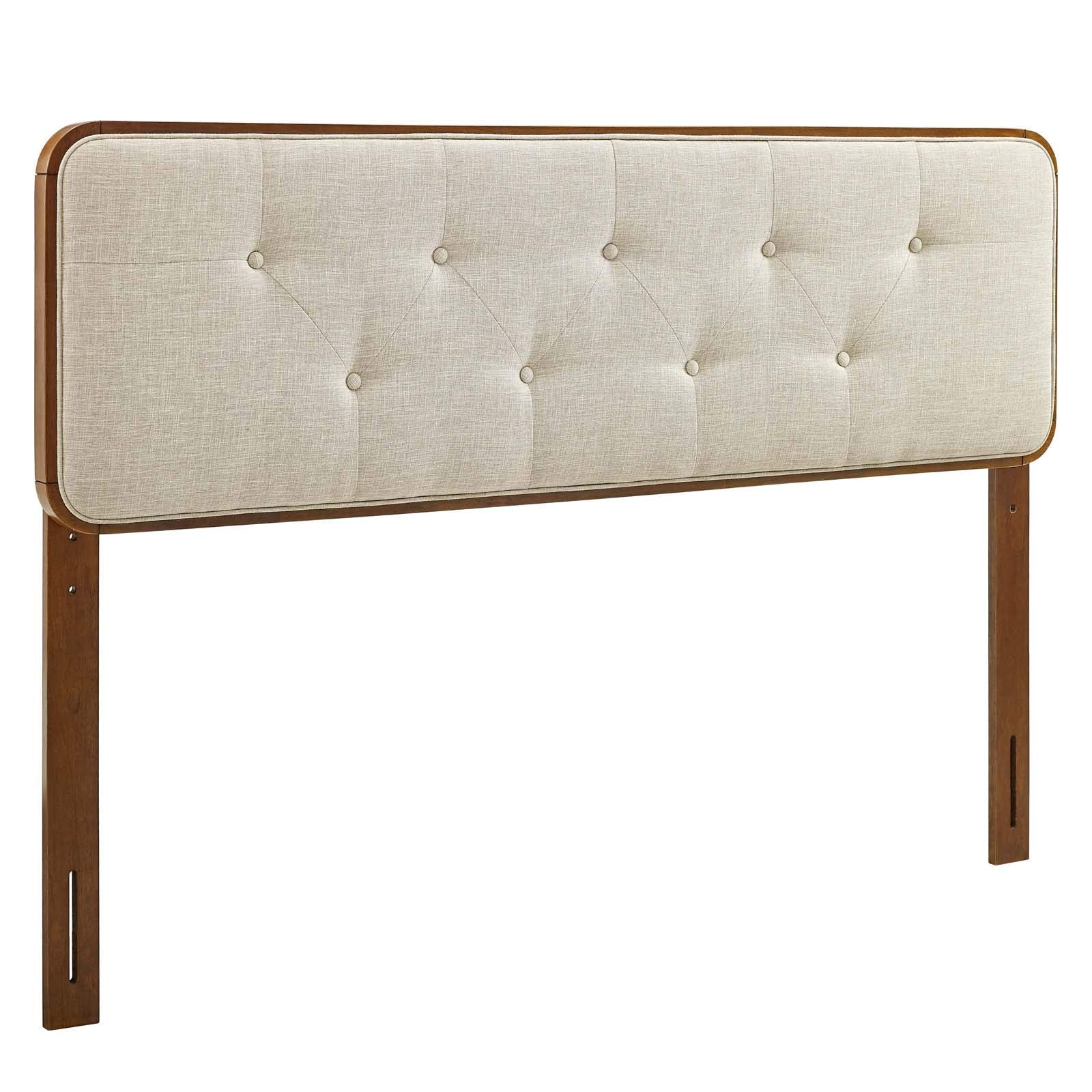 Modway Collins Tufted Twin Fabric And Wood Headboard In Walnut Beige