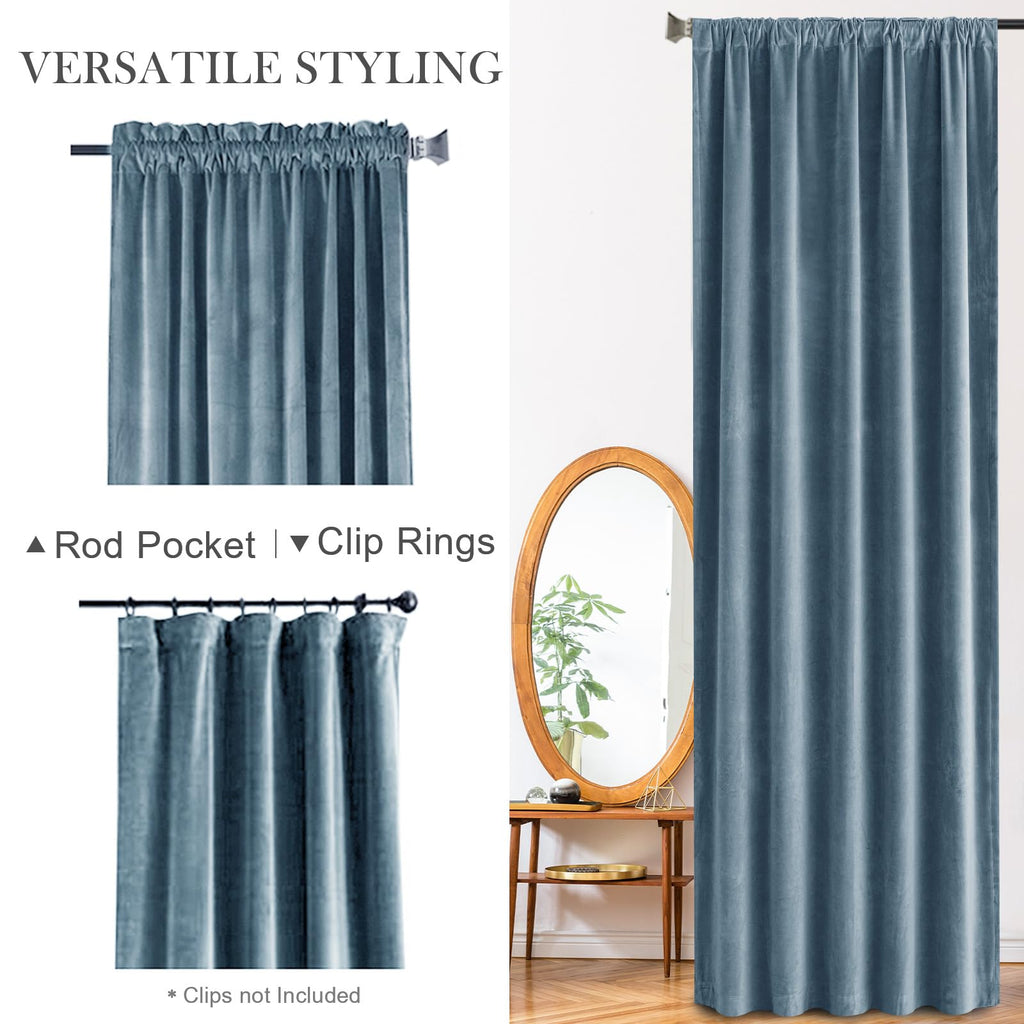 Lazzzy Blue Velvet Curtains Room Darkening Curtains 120 Inch Long Window Drapes For Bedroom Living Room Luxury Window Treatment 2 Panels Rod Pocket, W42 X L120