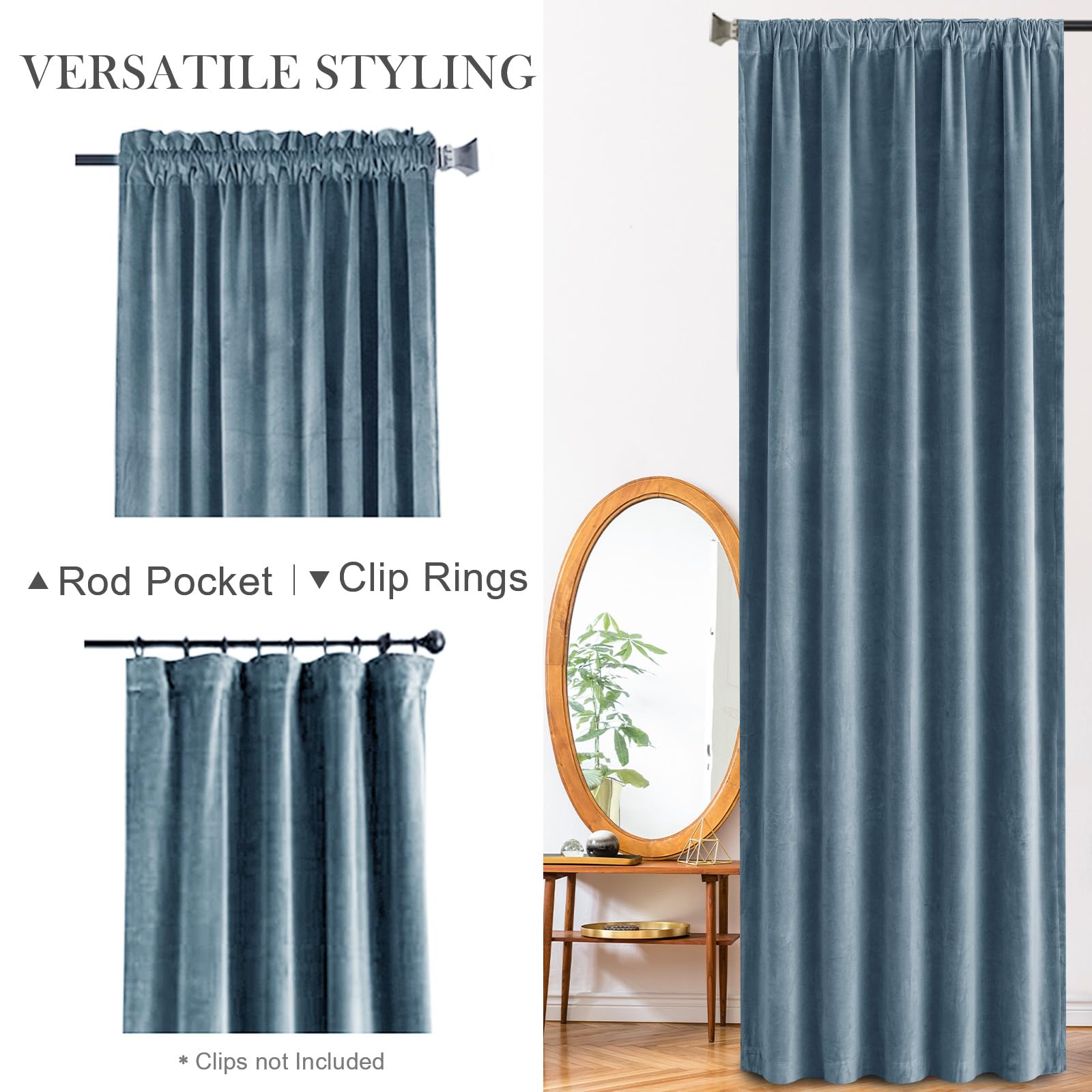 Lazzzy Blue Velvet Curtains Room Darkening Curtains 120 Inch Long Window Drapes For Bedroom Living Room Luxury Window Treatment 2 Panels Rod Pocket, W42 X L120
