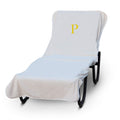 Luxury Hotel & Spa Monogrammed Pool Chaise Lounge Cover, Block Letter Embroidered - Extra Absorbent 100% Turkish Cotton- Soft Terry - Hotel-Style, Standard Size 90' X 29' - White - Gold Letter P