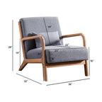 Anjhome Mid Century Modern Accent Chair, Single Fabric Lounge Reading Armchair With Solid Wood Frame, Easy Assembly Arm Chairs For Living Room, Grey