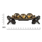 Thai Elephant Tray Carved Rain Tree Wooden Candle Holder