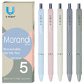 U-Right 5 Pcs Aesthetic Soft Touch Morandi Color Barrel Gel Ink Pens 0.5 Mm Point Black Ink Smooth Writing Comfortable Grip Gift
