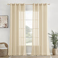 Homemonde Cotton Opaque Textured Light Filtering Curtain With Eyelets Pack Of 6 (Beige, 5Ft  Window)