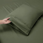 Nestl Extra Deep Pocket Sheets - Fits Mattress 18-24 Inches Deep, Extra Deep Pocket Full Size Sheets Sets, 4 Piece Full Size Sheets, Full Sheets Deep Pocket, Olive Green