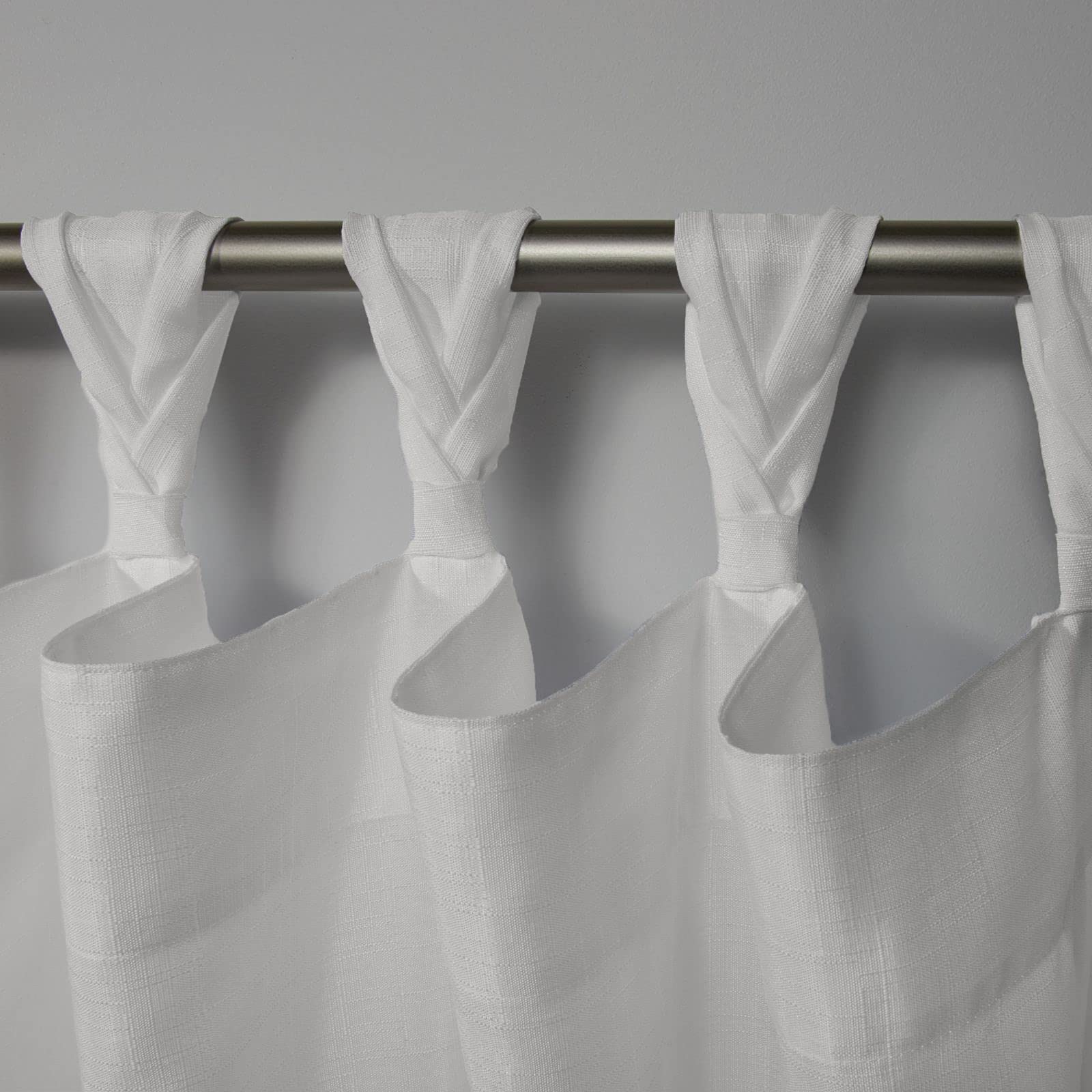 Exclusive Home Loha Linen Braided Tab Top Curtain Panel Pair, 54''X84'', Winter White