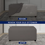 Purefit Super Stretch Soft Form Fit Ottoman Cover Rectangle - Ottoman Slipcovers For Foot Stool & Folding Storage Furniture For Living Room With Nonslip Elastic Bottom (Small, Taupe)
