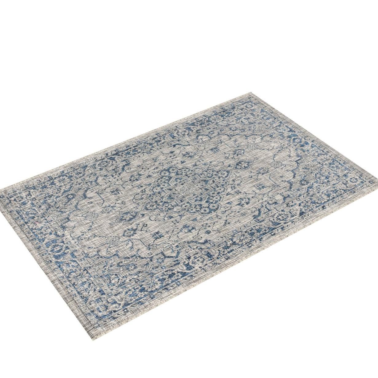 Jonathan Y Smb102B-8 Rozetta Boho Medallion Textured Weave Indoor Outdoor -Area Rug Coastal Bohemian Rustic Glam Easy-Cleaning Bedroom Kitchen Backyard Patio Non Shedding, 8 X 10, Gray/Navy