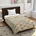 Tib Glace Cotton Geometric Duvet Cover Single Bed | Quilt Cover | Blanket Cover | 140 Gsm, 60X90, Jaipuri Cream, 140 Tc