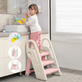 Onasti Foldable Toddler Step Stool for Bathroom Sink, Adjustable 3 Step Stool for Kids Toilet Potty Training Stool with Handles,