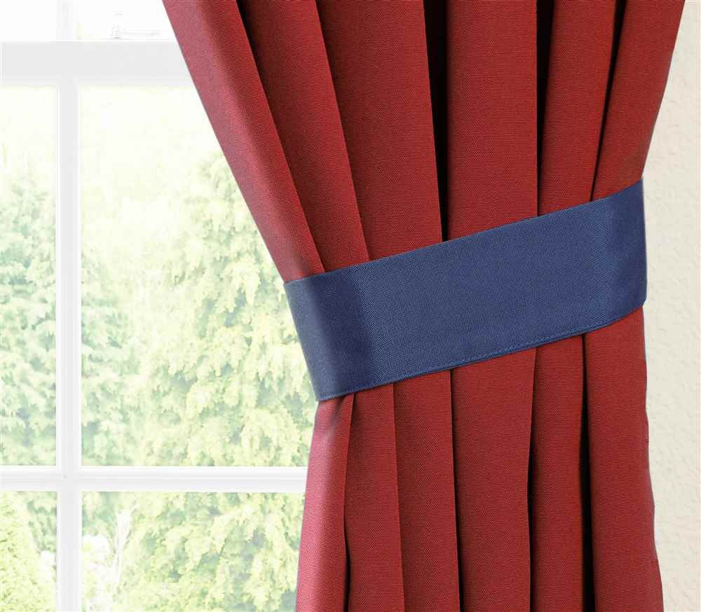 Blazing Needles Two-Tone Reversible Tab Top Twill Curtain Panels, 84" by 52", Navy Blue/Ruby Red 2 Count