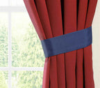 Blazing Needles Two-Tone Reversible Tab Top Twill Curtain Panels, 84" by 52", Navy Blue/Ruby Red 2 Count