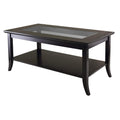 Winsome Genoa Rectangular Coffee Table with Glass Top And Shelf, Espresso