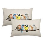Oil Painted Bird Lumbar Pillow Covers 12X20 Inch Rustic Birds Tree Branches Rectangular Pillow Cases Wildlife Spring Summer Oblo