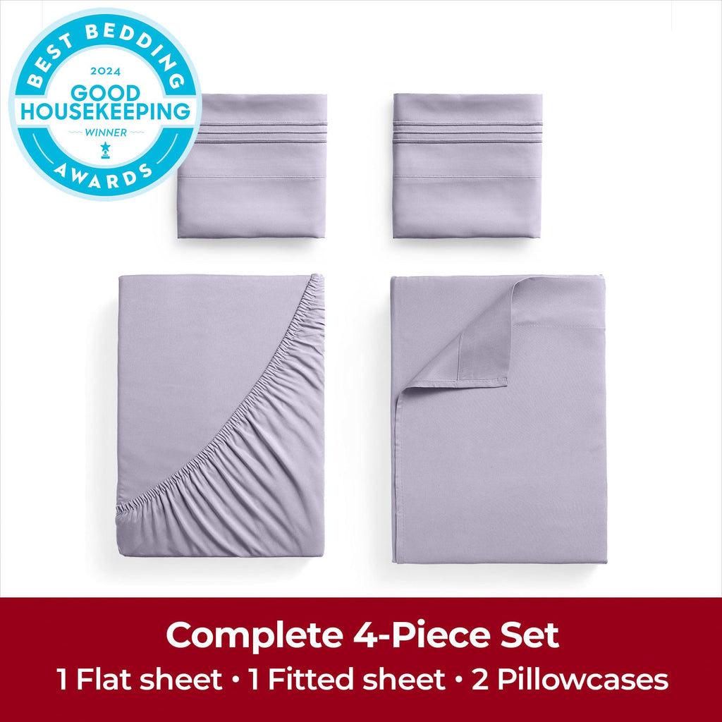 Mellanni Full Sheets Set - 4 Pc Iconic Collection Bedding Sheets & Pillowcases - Hotel Luxury, Extra Soft, Cooling Bed Sheets -
