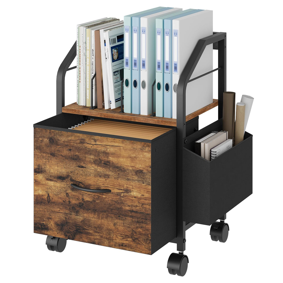 MAHANCRIS Small File Cabinet, Rolling Filing Cabinet for Under Desk