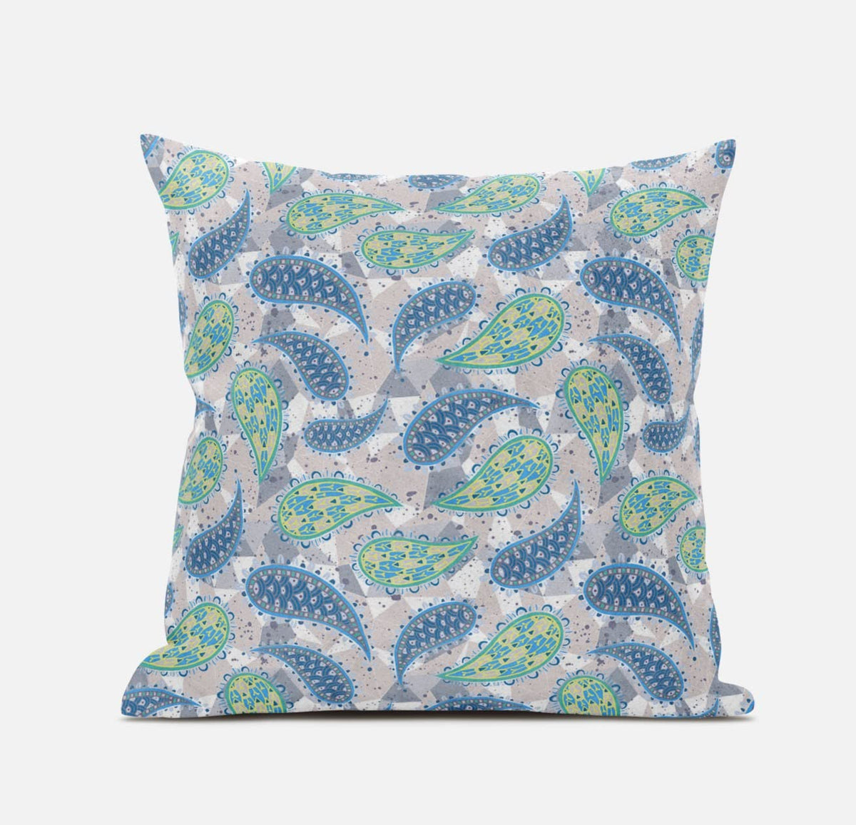 HomeRoots Cream Magenta Red 16â€ Green Indigo Boho Paisley Zippered Suede Throw Pillow