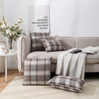 Carrie Home Brown Tartan Plaid Lumbar Pillow Cover 12X20 Set Of 2 Farmhouse Buffalo Plaid Brown Striped Lumbar Throw Pillow Cove