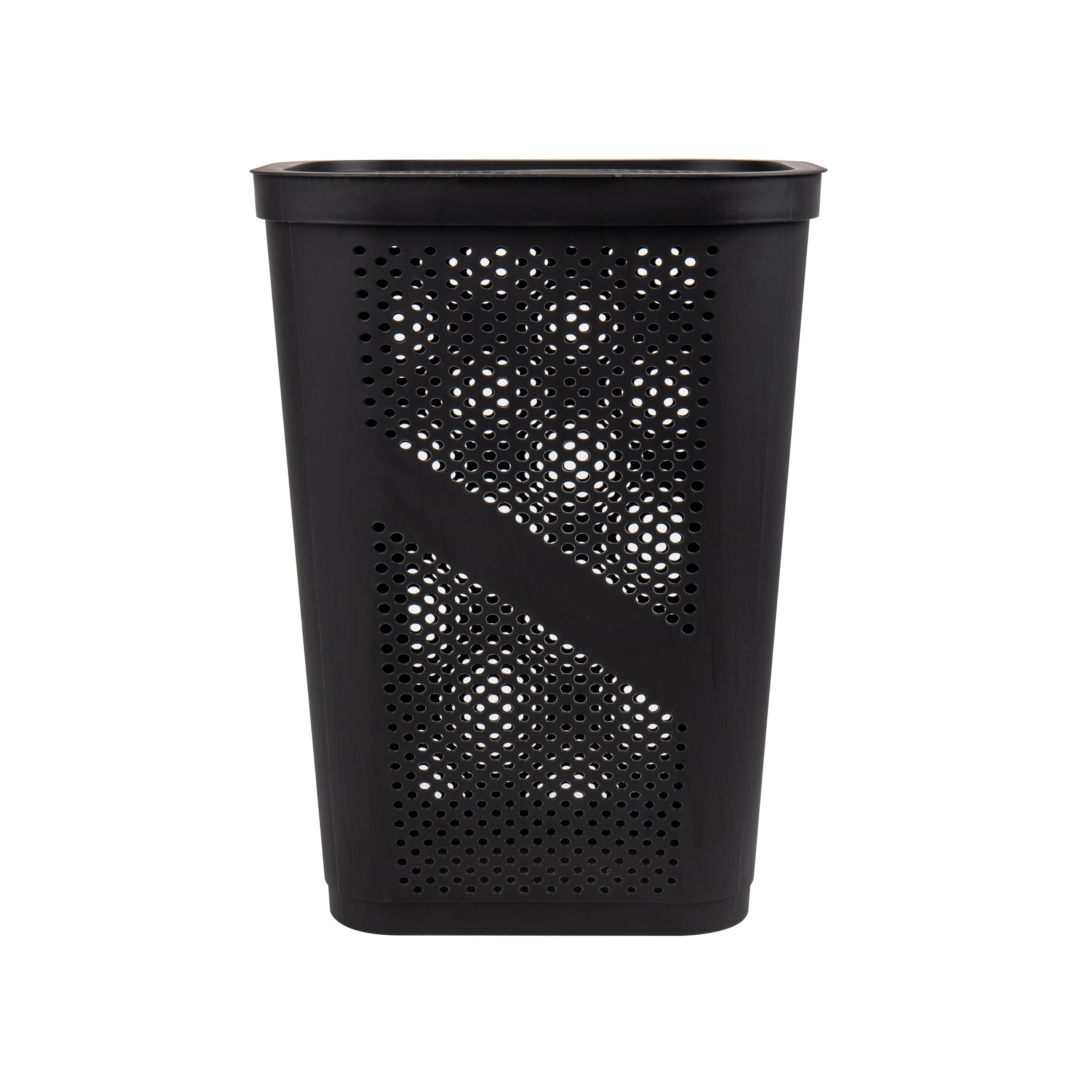 Mind Reader 60L Slim Laundry Hamper, Clothes Basket, Lid, Ventilated, Plastic, 17.25''L X 13.75''W X 23.5''H, Black