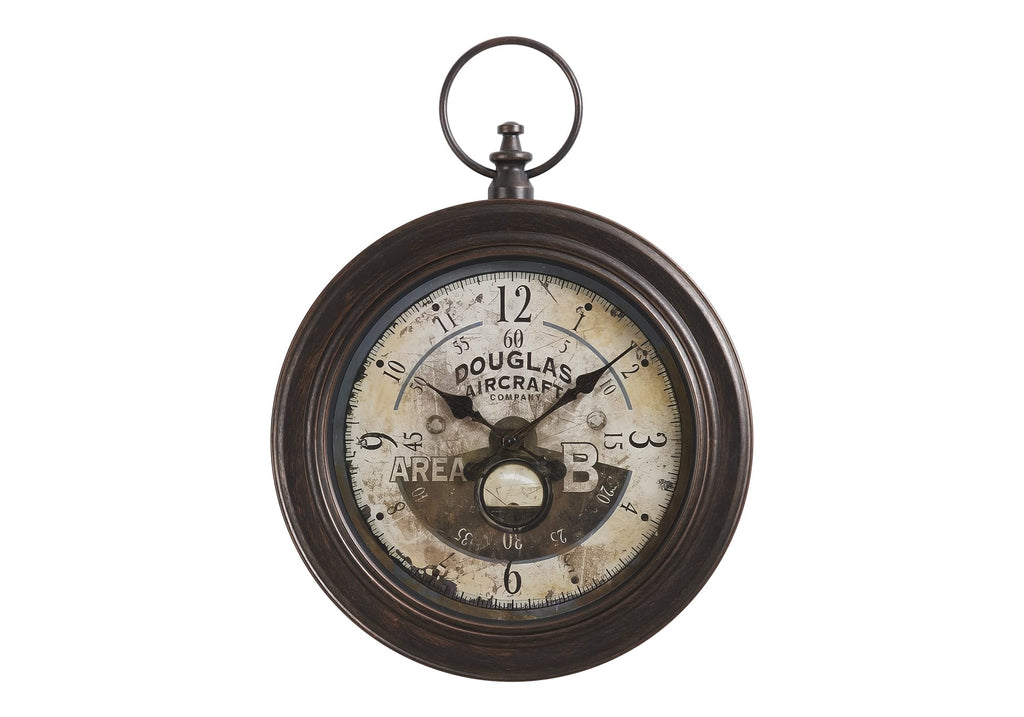 Monarch Specialties I 9090 Clocks, 18' Round, Wall Clock, Antique Brown, Traditional