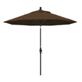 California Umbrella GSCUF908705-F71 9 Round Aluminum Fiberglass Rib Market Patio Umbrella, Black Pole, Teak