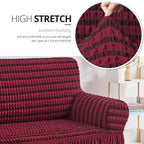 Niceec Armchair Slipcover Red Armchair Covers 1 Piece Easy Fitted Sofa Couch Cover Universal High Stretchable Durable Furniture Protector With Skirt Country Style (1 Seater Double Red)