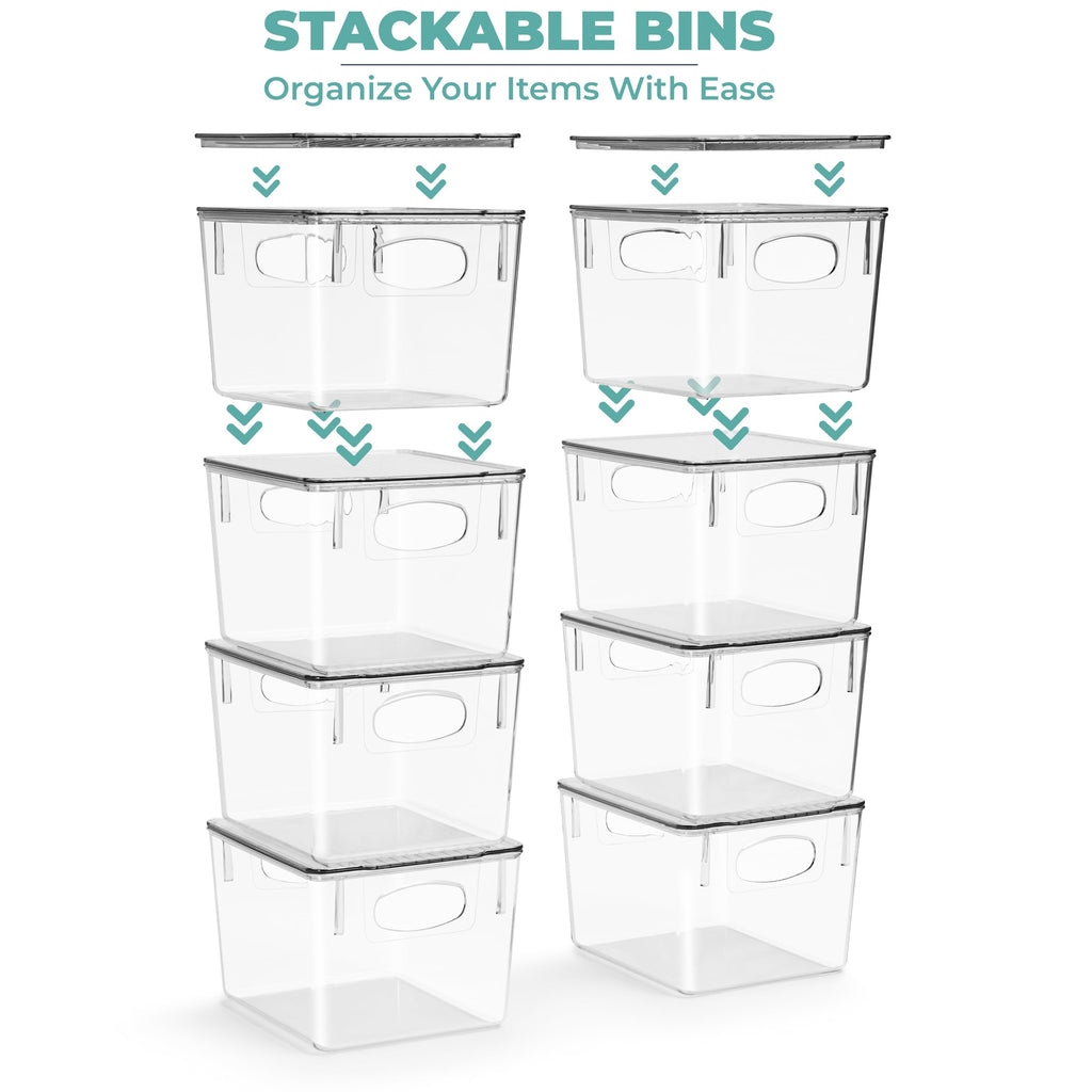 Sorbus Medium Clear Plastic Storage Bins With Lids, Clear Stackable Storage Bins, Clear Toy Storage Bins, Clothes, Medicine, Mak