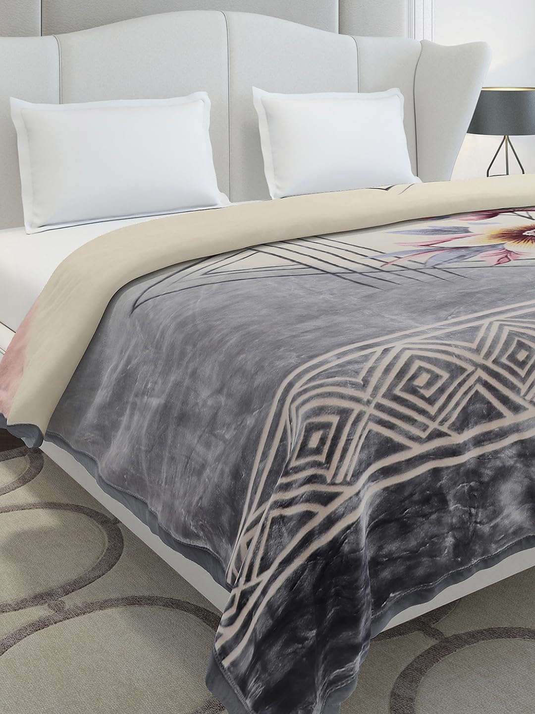 Monte Carlo Double Bed Heavy Winter Blanket Commander 2 Ply with Emboss 1100 GSM | 6 KG (240x220 CM), Cool Grey
