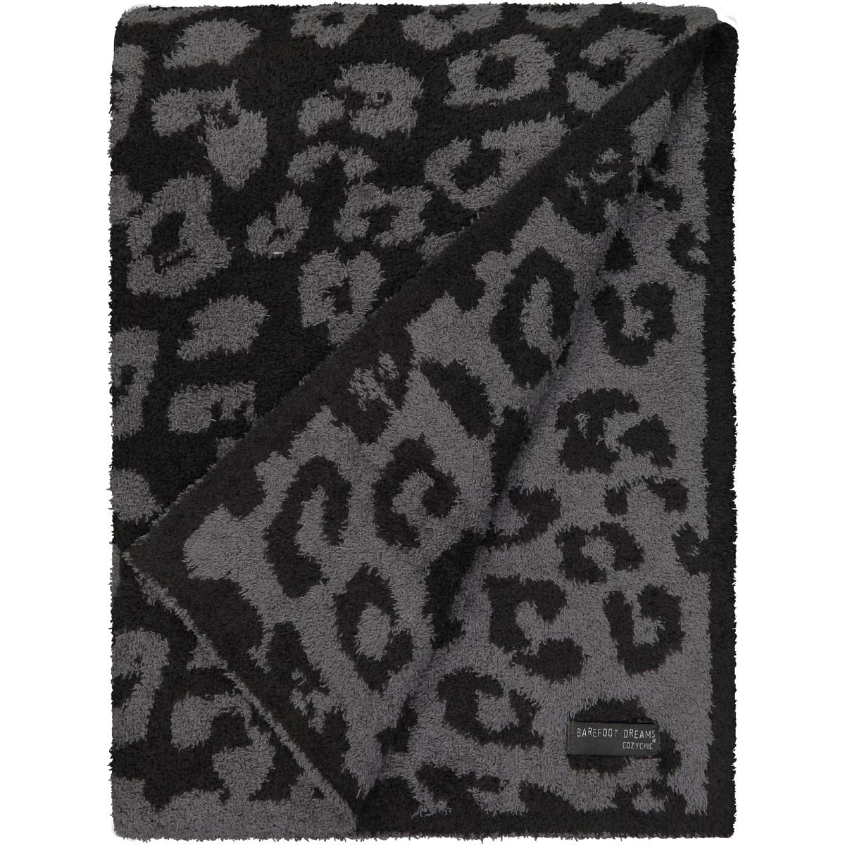 Barefoot Dreams CozyChic Barefoot in The Wild Throw One Size,Leopard/Graphite/Carbon,B563