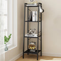 Hzuaneri Ladder Shelf, Bookshelf Bookcase, Freestanding Corner Storage Shelve With 2 Hooks For Home Office, Living Room, Kitchen, Bedroom, Industrial, 4-Tier Black Bc13204B