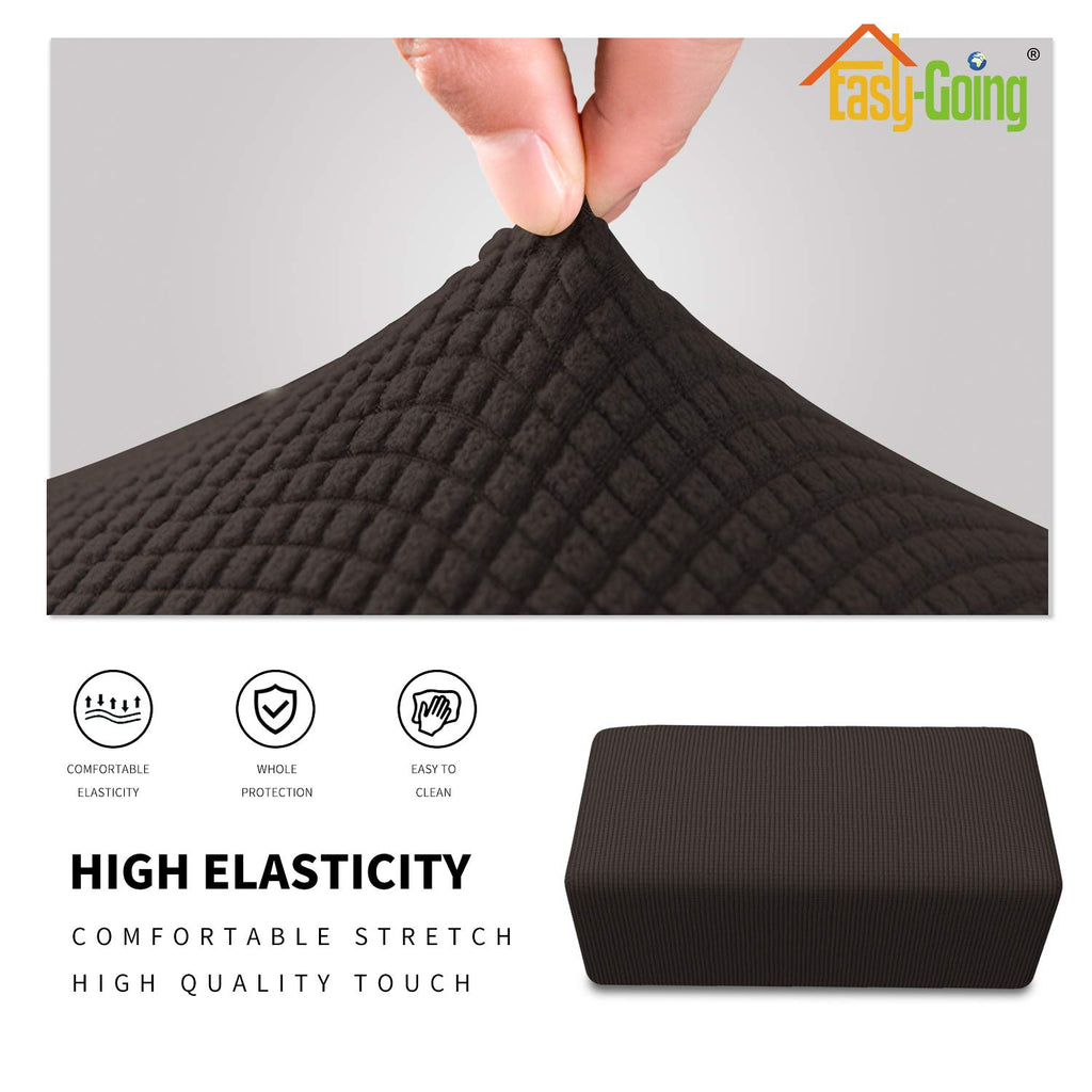 Easy-Going Stretch Ottoman Cover Folding Storage Stool Furniture Protector Soft Rectangle Slipcover With Elastic Bottom(Ottoman Small,Chocolate)