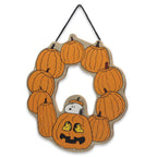 Open Road Brands Peanuts Snoopy Jack-O-Lantern Halloween Wreath Hanging Wood Wall Decor - Fun Snoopy Halloween Sign For Home