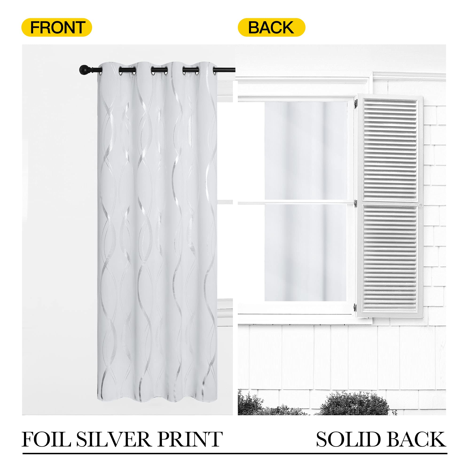 Nicetown Greyish White Room Darkening Curtain Panels - Window Treatment Thermal Insulated Grommet Room Darkening Curtains/Panels/Drapes For Bedroom (2 Panels, 34 By 63)