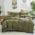 Luxlovery Green Comforter Set Cal King Olive Green Bedding Comforter Set California King Army Green Blanket Quilts Breathable So