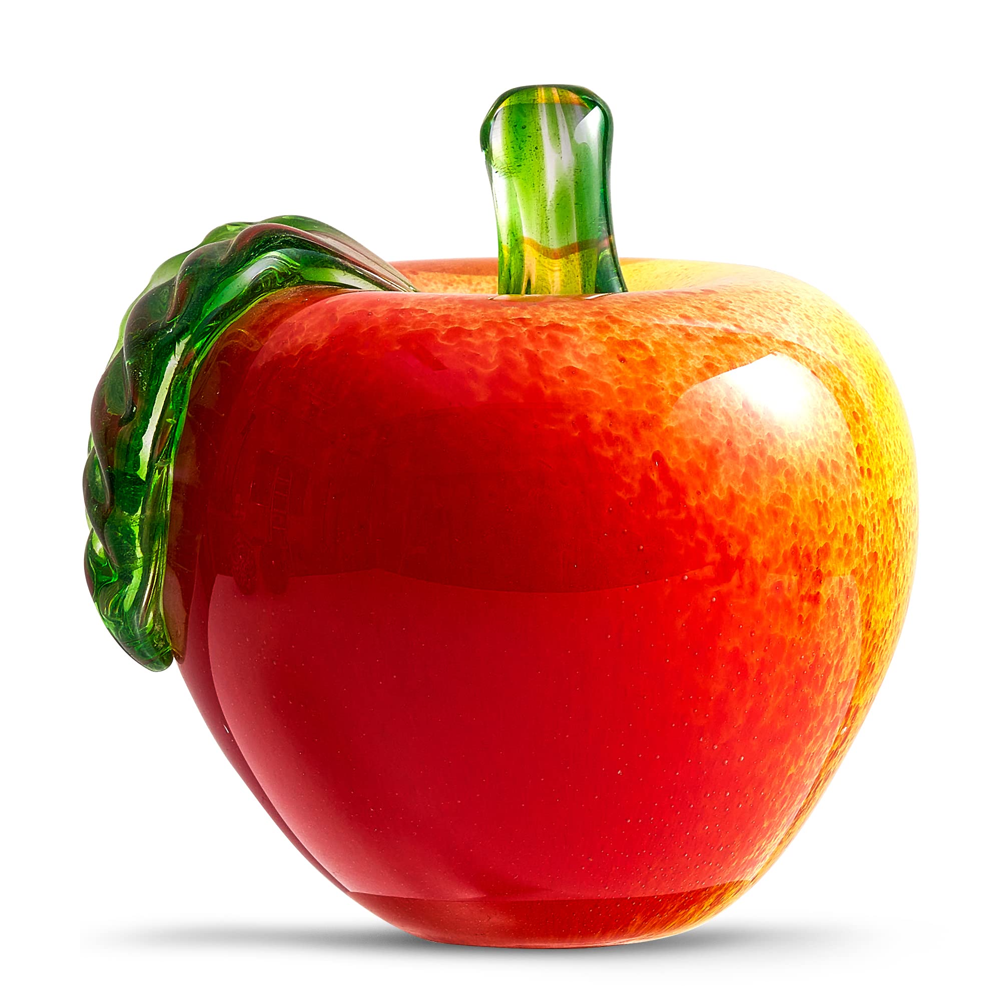 EUSTUMA Hand Blown Art Glass Apple Collectible Figurines,Glass Apple Paperweight,Christmas Eve Gifts,Home Decoration,Office Deco
