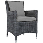 Modway Summon Wicker Rattan Aluminum Outdoor Patio 11-Piece 91" Dining Table And Dining Armchairs With Sunbrella® Fabric Cushions In Canvas Gray