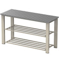 Simple Houseware Wood Top Shoe Storage Bench for Entryway, Grey