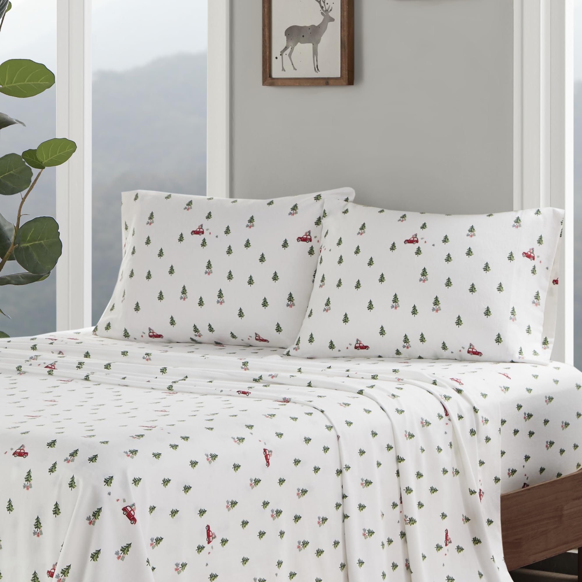 Woolrich Sheet Warm & Breathable Cotton Flannel Bed Sheets, All Elastic Pocket Sheet Set Fits Up To 12' Mattress, All Season, L