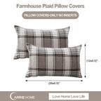 Carrie Home Brown Tartan Plaid Lumbar Pillow Cover 12X20 Set Of 2 Farmhouse Buffalo Plaid Brown Striped Lumbar Throw Pillow Cove