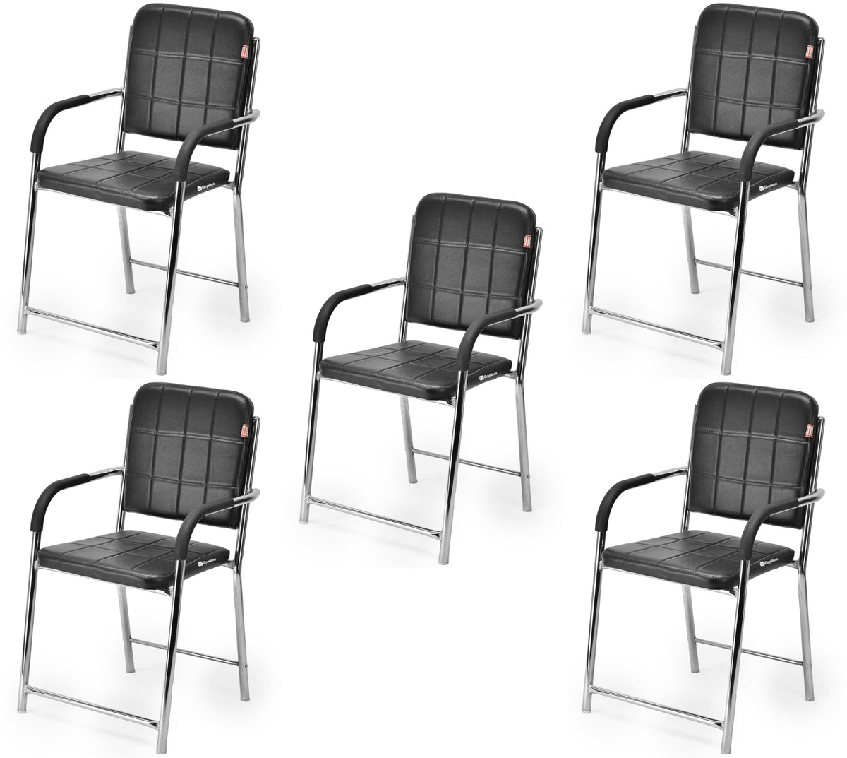 Kithania Office Chair Visitor Chair With Arm Rest With Steel Frame And Cushioned Seat Back, Chair Without Wheels Holds Up To 110