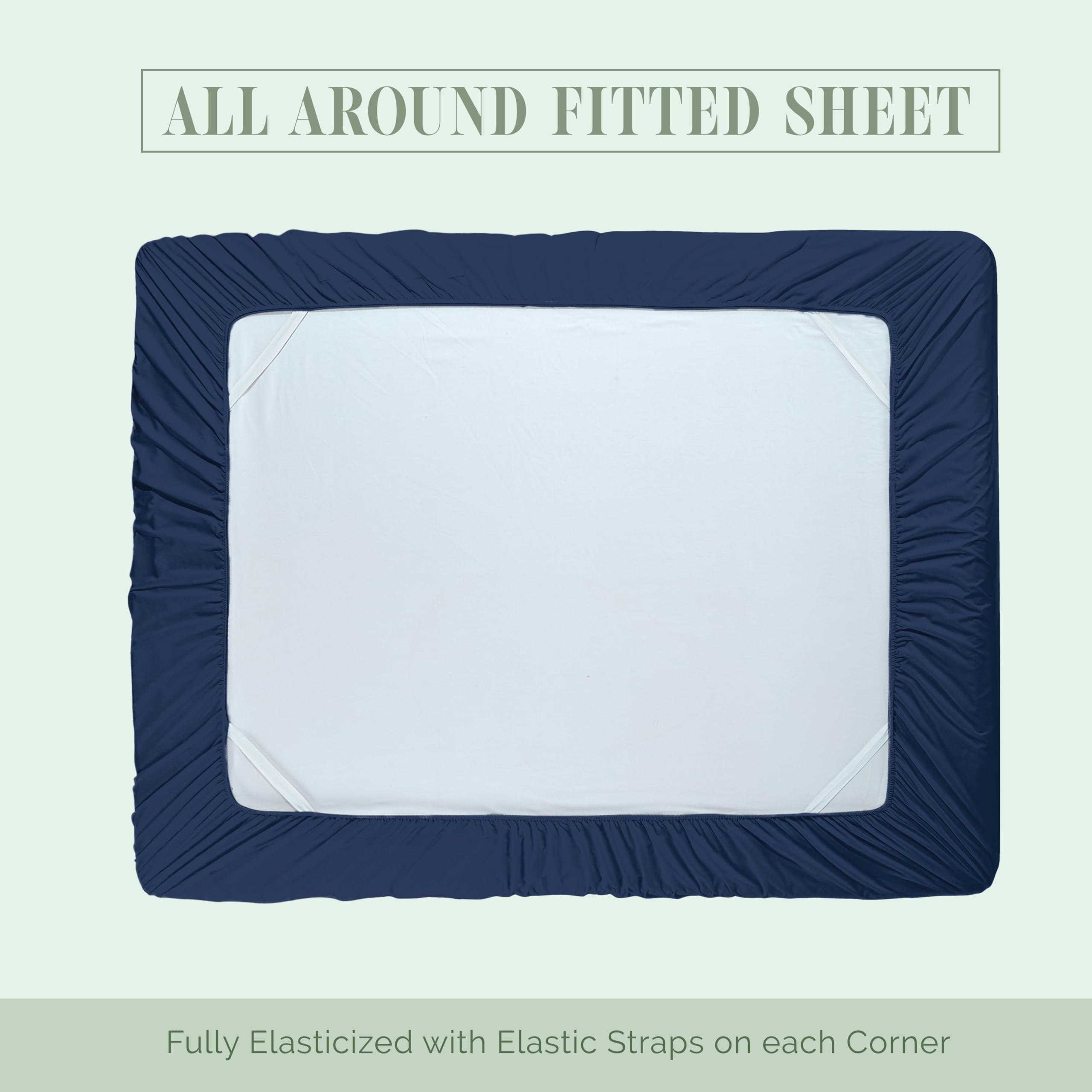 Elegant Comfort 1500 Premium Hotel Quality 18-24 Inches Deep - Extra Deep Pocket Single Fitted Sheet For High Mattress, Luxury And Softest, Smart Pocket - Wrinkle Free, Queen, Navy Blue