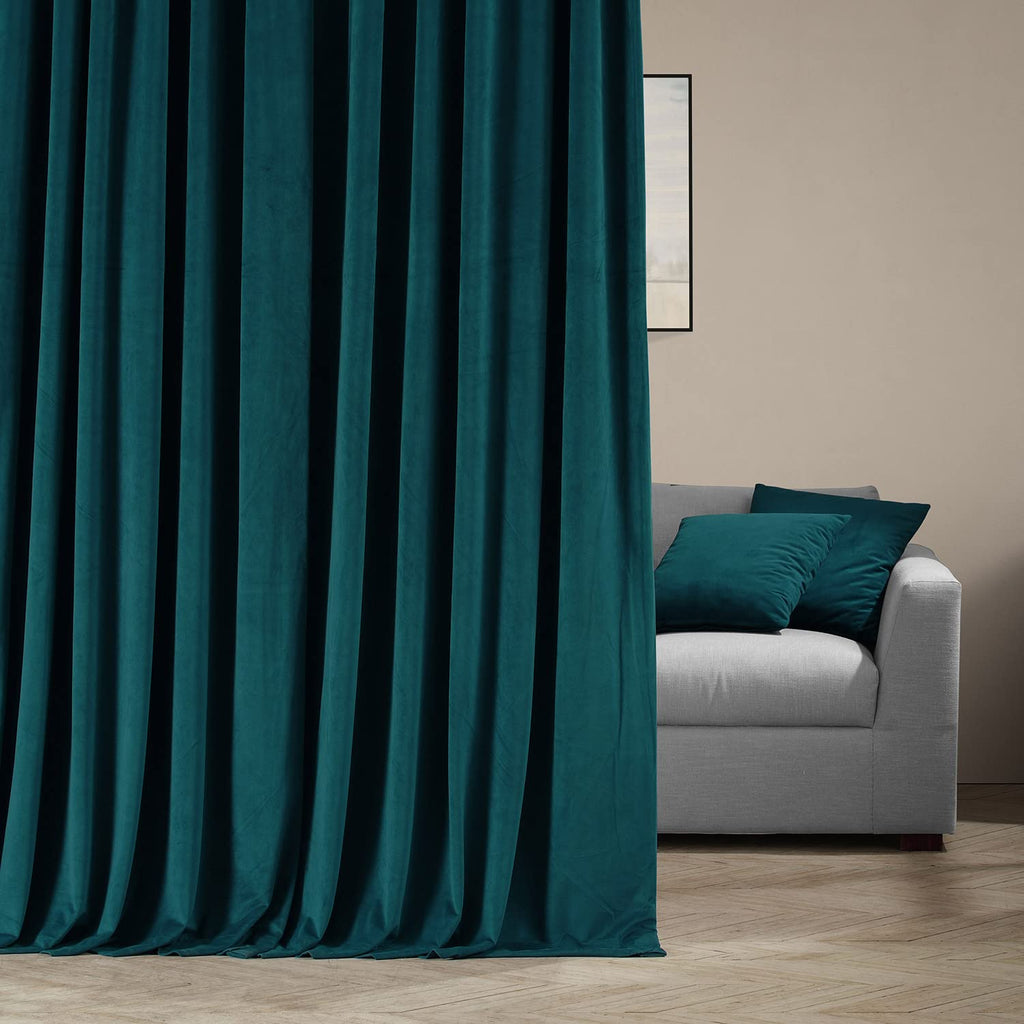 Hpd Half Price Drapes Signature Velvet Thermal Blackout Curtains For Living Room 84 Inch Long (1 Panel) Rod Pocket Insulated Blackout Curtains For Bedroom Window Curtains, 100W X 84L, Everglade Teal