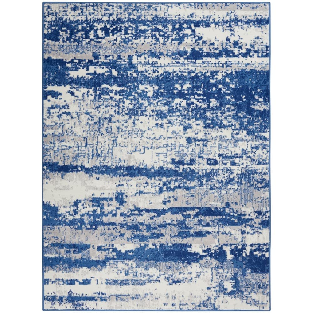 HomeRoots Ivory Navy 100% Polypropylene 5’ x 7’ Ivory and Navy Oceanic Area Rug